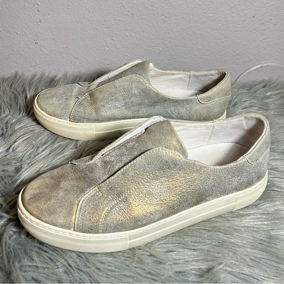 J Slides Alara Metallic Leather Platform Slip-On in Metallic Silver Size 8.5 - Picture 4 of 11